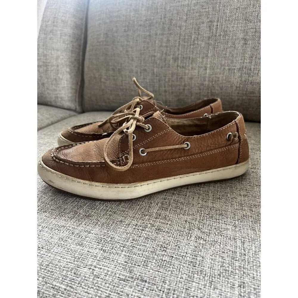 Frye Men's Boat Shoes Size 10 Brown Nubuck Leather Sully Slip On Casual Loafer